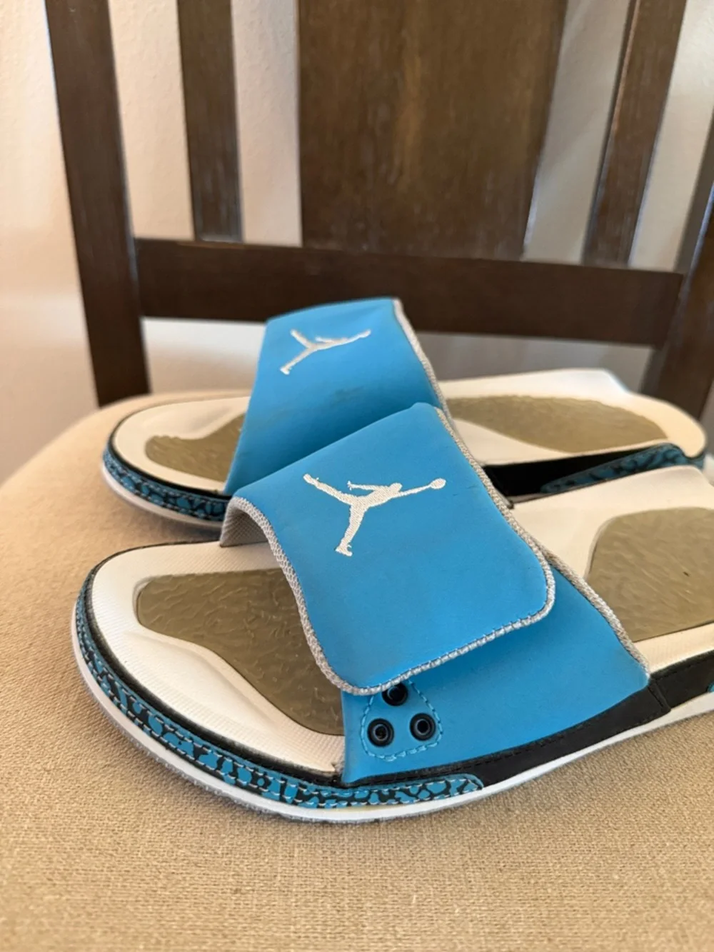 Jordan 3 Men’s Slides Sandals Dark Powder Blue Size 8